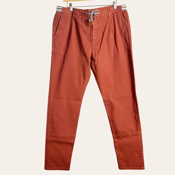 Eleventy Ochre Red Slim Fit Chino Jogger Dress Pants Size 38 - Picture 1 of 10